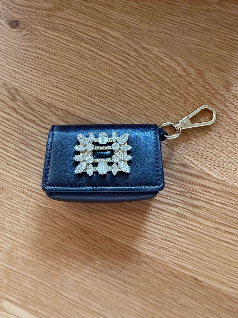 Roger Vivier Crystal Buckle Mini Case with Chain